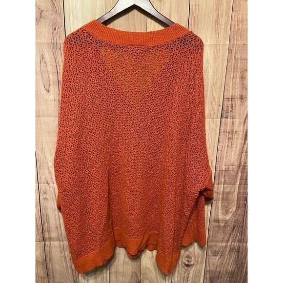 Torrid 6 Reddish/Orange Open Stitch Pullover V-Neck Sweater Pullover shirt - Picture 8 of 9